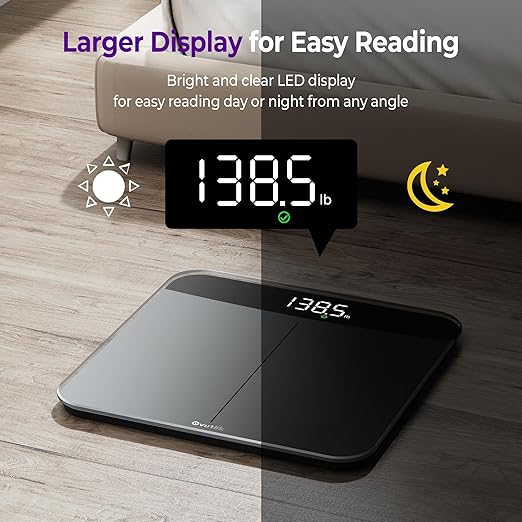 Ovutek Bathroom Scales Digital Weight Topnotch Quality 450lb Weight Scale Most Accurate to 0.05lb Automatic Weighing Scale for Body Weight Baby Pet Larger LED Sturdy and Durable Base Machine