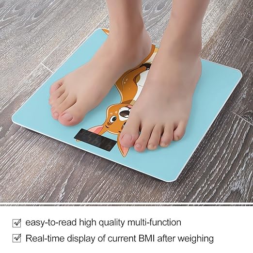 Funny Cartoon Kangaroo Zoo Scale for Body Weight Digital Bathroom Scale Toughened Glass High Precision Scales for Body Weight with Large LCD Backlight Display Weight Scales