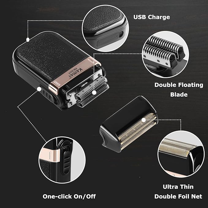 KEMEI Hair Trimmer and Foil Shaver for Men Cordless Hair Clippers Beard Trimmer with T Blade Waterproof Razor Shaver Rechargeable Barber Clippers with LED Display KM-264 Black KM-2024