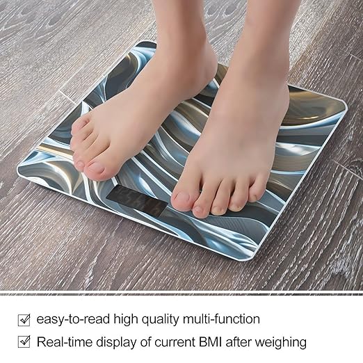 Wavy Texture Lines Scale for Body Weight Digital Bathroom Scale Toughened Glass High Precision Scales for Body Weight with Large LCD Backlight Display Weight Scales