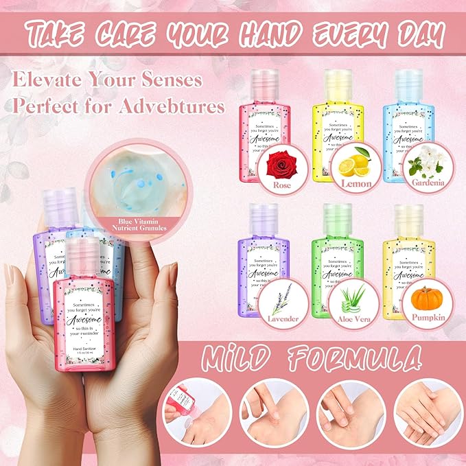 Frienda 24 Sets Thank You Hand Sanitizer Bulk Gift Set Mini Travel Size Hand Sanitizers Gel with Organza Bags Tags Appreciation Gift for Women Employee Coworker Team Teacher Nurse Graduation Party