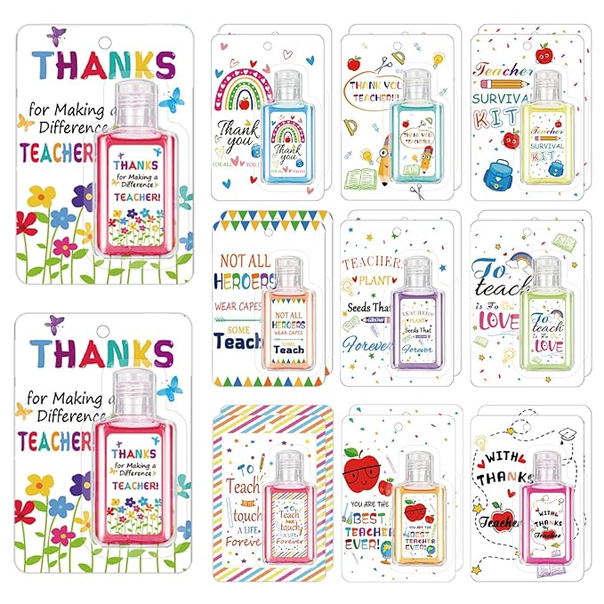 20 Pcs Teachers Appreciation Gift Hand Sanitizers Bulk Teachers Appreciation Week Gifts Natural Scented Travel Size Hand Soap Thank You Gift for Teachers' Day Back to School (Cute)