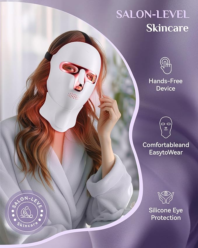 Red Light Therapy for Face-LED Light Therapy Mask Skin Care MaskCordless LED Face Mask face &amp Neck Red &amp Infrared Lights Masks WavelengthUSB C Rechargeable for Home Use Working Travel Yoga