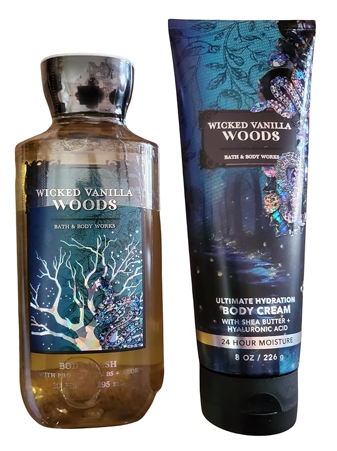 Bath &amp Body Works Wicked Vanilla Woods Ultimate Hydration Body Cream and Body Gel Wash 2 Piece Set