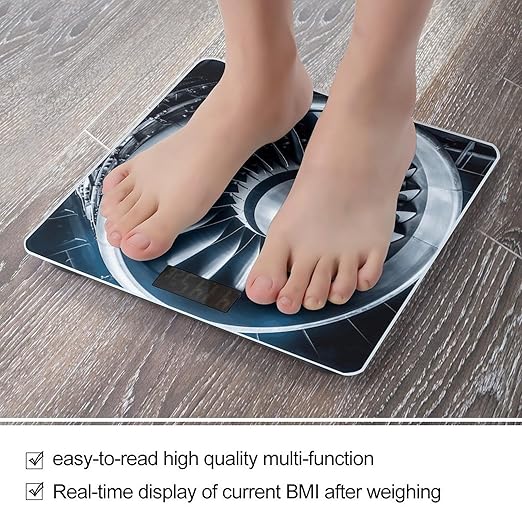 Jet EngineScale for Body Weight with LCD High Precision Weighing Scales Fashion Sturdy Tempered Glass Weight Scales Easy-to-Read Digital Bathroom Scale for Daily 400lb