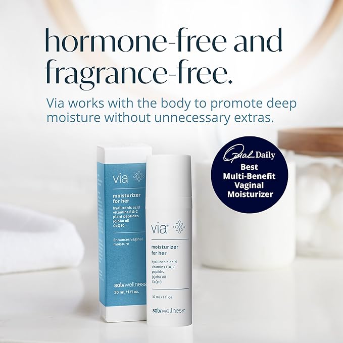 Via by Solv Wellness Vaginal Moisturizer Cream for Women Non-Hormonal Water-Based Made with Hyaluronic Acid Vitamins Peptides Jojoba Oil 30 ml