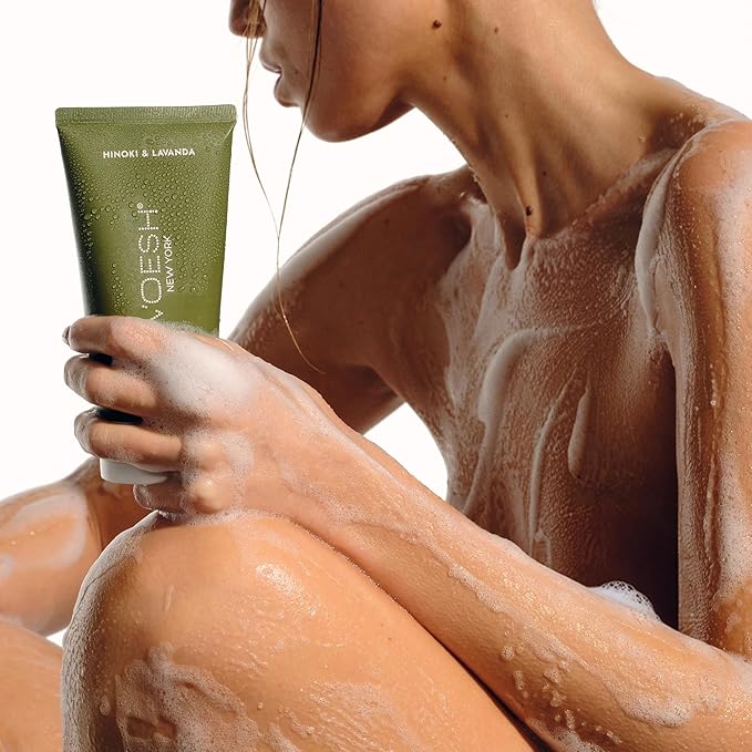 VOESH Sugar Scrub &amp Exfoliating Body Wash with Plant-Derived AHAs &amp Vegan Probiotics K-Beauty Korean Skincare - Hinoki &amp Lavanda
