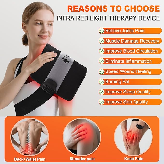 Red Light Therapy for Body 24’’ x 12’’Large Infrared Light Therapy Pad with Timer Remote Control 660nm 850nm Home Light Therapy for Knee Shoulder Back Muscle Joint (with Elastic Strap)