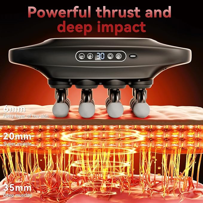 16-Head Massage Gun Set deep Tissue Massager 3 Modes 30 Intensity Levels Quiet Muscle Massage Gun Suitable for Back Shoulder Leg Foot and Whole Body Muscle Pain and Stretching.