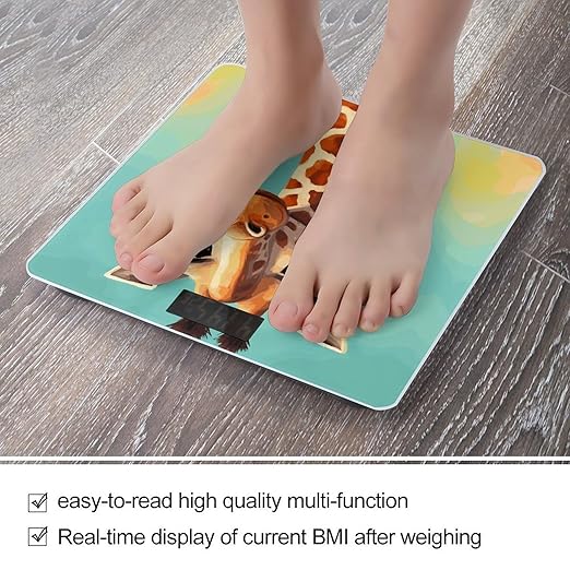 Funny Giraffe Art Weight Scale Digital Electronic Scales Bathroom Scale Larg LCD Backlight Display High Precision MeasurementsTempered Glass