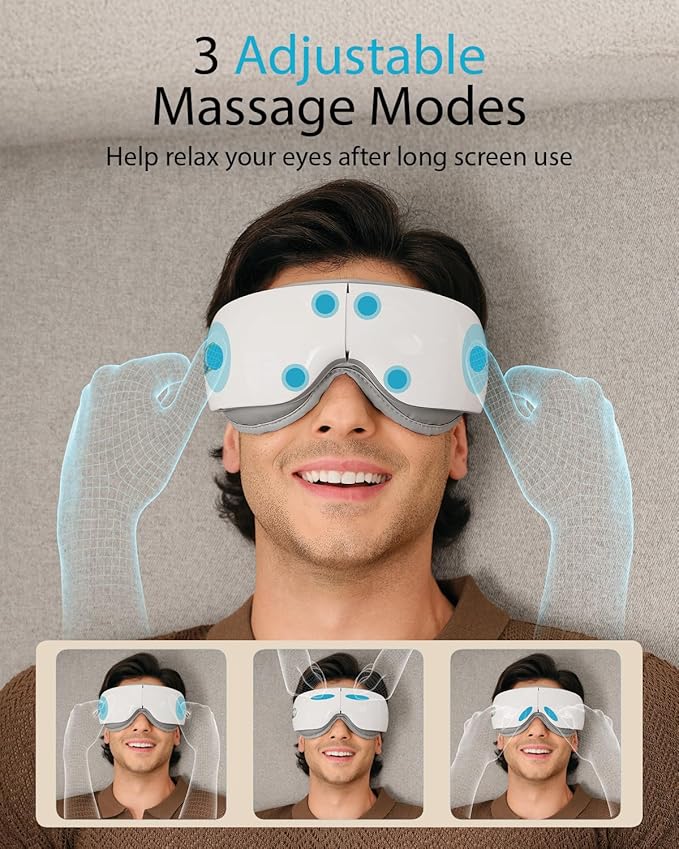 SKG Eye Massager with Heat Valentine's Day Gifts for Her Him Bluetooth Music &amp Foldable Sleep Mask for Dry Eyes &amp Relaxation Eye Mask for Migraine Ideal for Travel Work