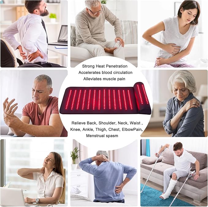 Infrared Red Light Therapy Red Light Therapy Mat with Neck Support 660nm&amp850nm NIR Deep Wavelength Blanket Pad for Back Belly Knee Shoulder HIPS Body Pain Relief