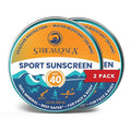 STREAM2SEA SPF40 Unscented Mineral Sport Sunscreen in Tin with EcoSafe Zinc for Face &amp Body Natural Organic Biodegradable Coral Reef Safe Sunscreen Travel Size Mineral Based 2 Pack