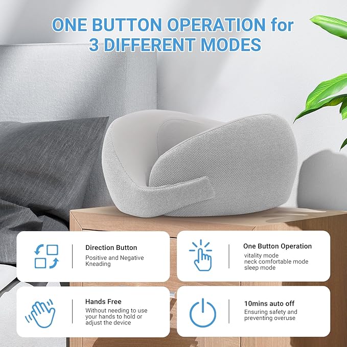 Neck Massager Deep Tissue Kneading Massage Pillow for Neck Back Shoulder Electric Shiatsu Massage Cushion for Pain Relief and Relaxation at Home Office and Travel