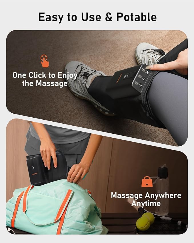 QUINEAR Rechargeable Calf Massager with Air Compression Leg Massager for Circulation and Pain Relief Portable Leg Massager with 6 Intensities &amp 3 Modes Fast Recovery for Swelling Relax for Gym