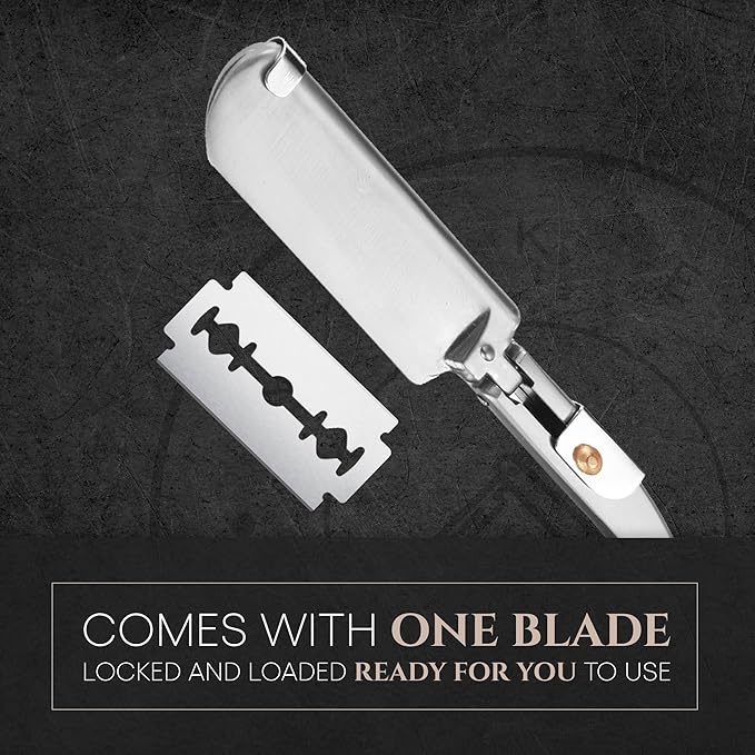 Best Shavette Straight Razor - Replaceable Blade Straight Razor Metal Handle Shavette No Stropping or Honing Needed Great For Beginners Starter Blade Hygienic Close Shave Leather Case