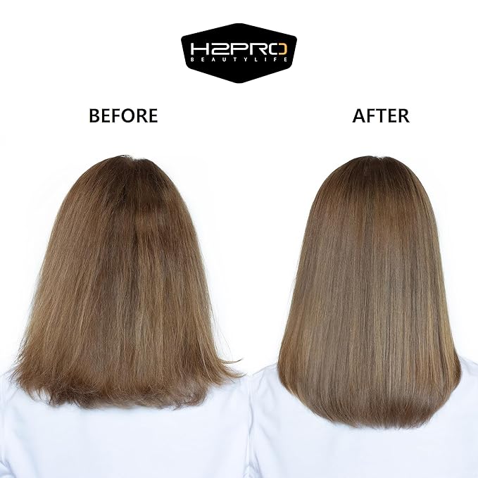 H2PRO Black Diamond 1 Inch Tourmaline Ceramic Straightening Iron - Cutting Edge Professional Flat Iron for All Hair Types