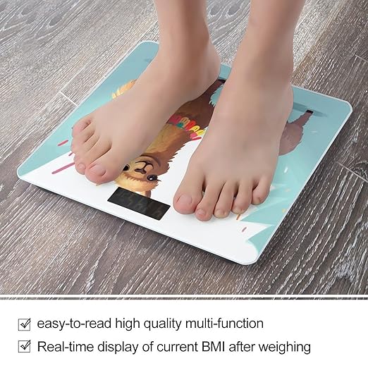 Llama Alpaca Weight Scale Large Bathroom Scales Digital Weight with Bright LED Display Non Slip Automatic Weighing Scale Fashion Weighing Machine for Body