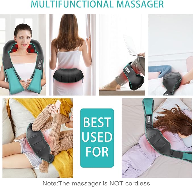 AERLANG Fathers Day Dad Gifts Neck MassgerShiatsu Neck and Back Massager with Heating Neck and Shoulder Massager Deep Kneading Pillow for Massage Home Office Car Use Gifts for Women Men Dad Mom
