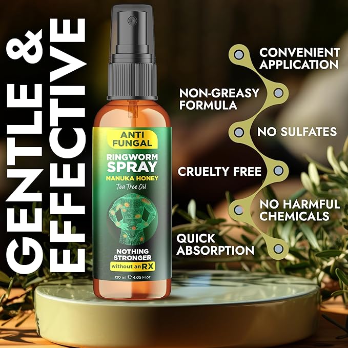 Tea Tree Oil Body Care Bundle – Antibacterial Body Wash (16 fl oz) + Antifungal Ringworm Spray with Manuka Honey (4.05 fl oz) – Soothes Itchy Skin Reduces Odor for Men &amp Women