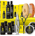 The Beard Club Beard Kit for Men - Grooming &amp Care Kit - Cedar &amp Sandalwood Oil Cedar Balm Shampoo Brush Comb Trimming Scissors Straight Edge Razor - Gift Set