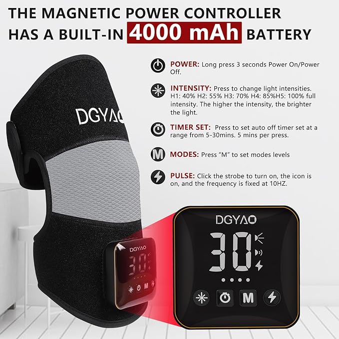Cordless Red Light Therapy for Knee Pain Relief 4000mAh Battery Portable Wireless Near Infrared Light Therapy Devices Wearable Wrap for Arm Elbow Muscle Relax Treatment Pad