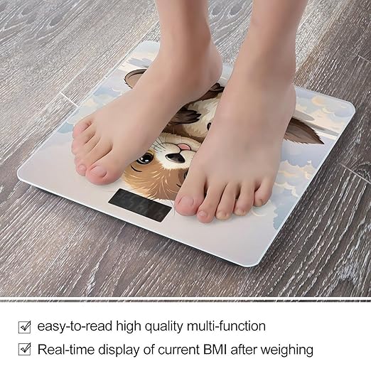 Cute Brown Otters Scale for Body Weight Digital Bathroom Scale Toughened Glass High Precision Scales for Body Weight with Large LCD Backlight Display Weight Scales