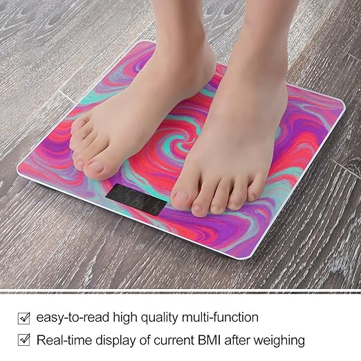 Red - Purple Vortex Bathroom Scale for Body Weight Bathroom Digital Electronic Weighing Scale with Back Lit LED Display Sturdy Tempered Glass Weight Watchers Scales 400lb