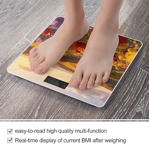 Gilded Flower Sea Weight ScaleClear LED Display Bathroom Digital Weighing ScaleTempered Glass Digital Bathroom Scale for Body Weight Capacity Up to 400 Lbs