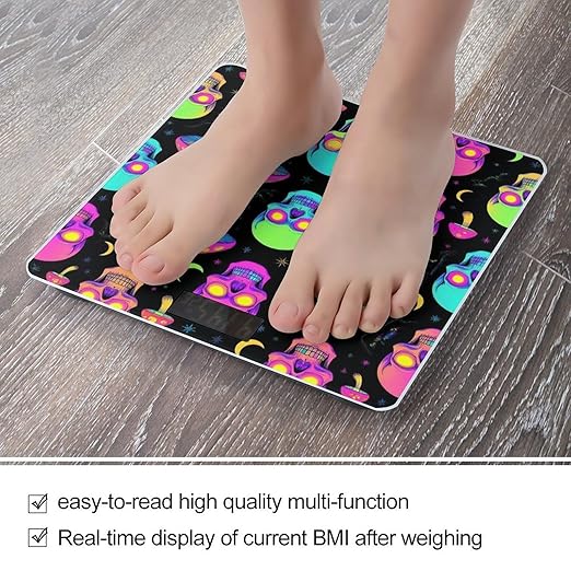 Automatic Switch Digital Bathroom Weighing Scale Smart Scale for Body Weight Trippy Moon Skulls Mushrooms