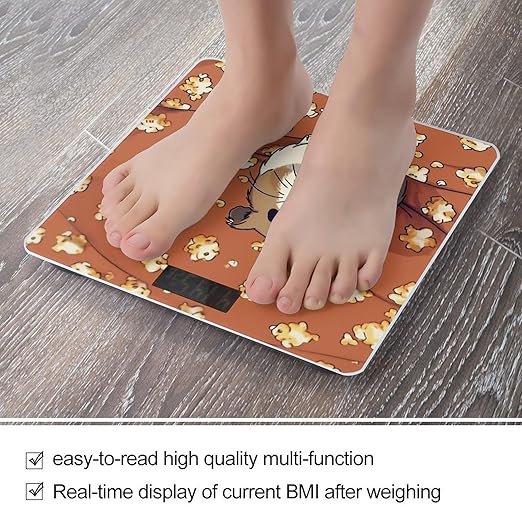 Smiling Bathroom Scale Large LCD Backlight Display Digital Scale Rounded Corners Body Scales Automatic Power On/Off Bathroom Scales for Home Bedrooms
