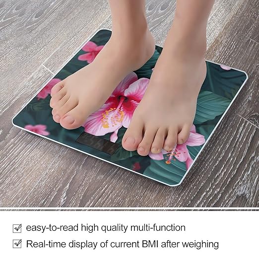Hawaii Pink Flower Bathroom ScaleHighly Accurate Digital Weighing Machine for People Bright LED Display Weight Scale for The Aldult Home Use