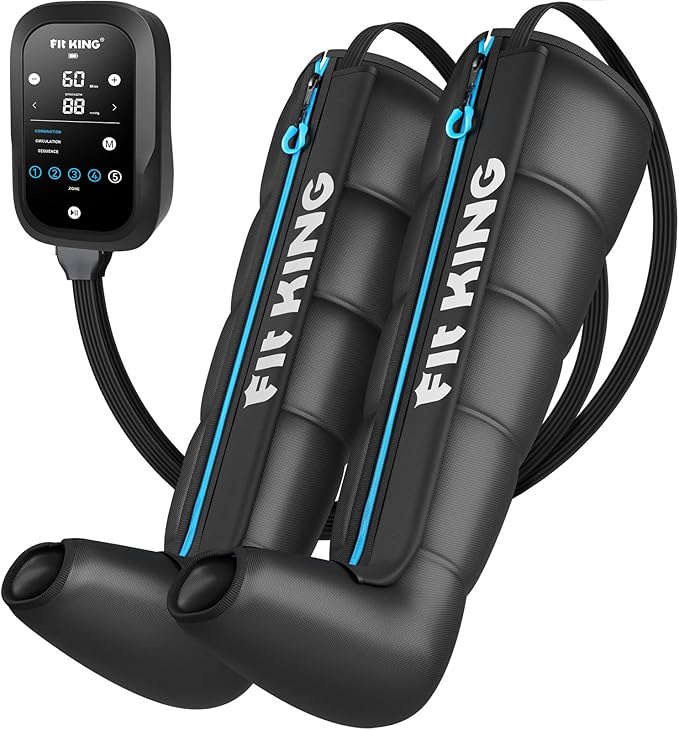 FIT KING Upgraded Full Leg Compression Massager Boots Professional Air Compression Recovery System for Circulation &amp Fast Athlete Recovery Cordless Rechargeable Recovery Boots (Small)
