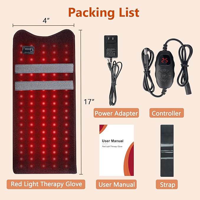 Red Light Therapy for Hands Light Therapy Glove for Finger Wrist Arm Infrared Light Therapy &amp Red Light Therapy for Body Dual Wavelength for Relief 150 LEDs 17x4