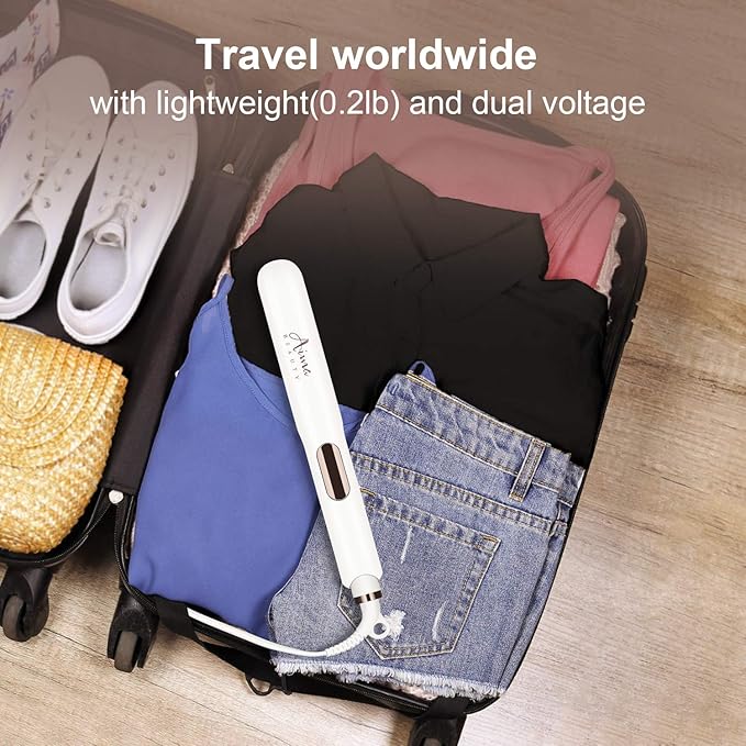 1¼ Inch Titanium Nano Flat Iron Aima Beauty 2 in 1 Hair Straightener with 3D Floating Ceramic Coating Plates for Healthy Styling &amp Thin Hair LCD Temp Display Dual Voltage White