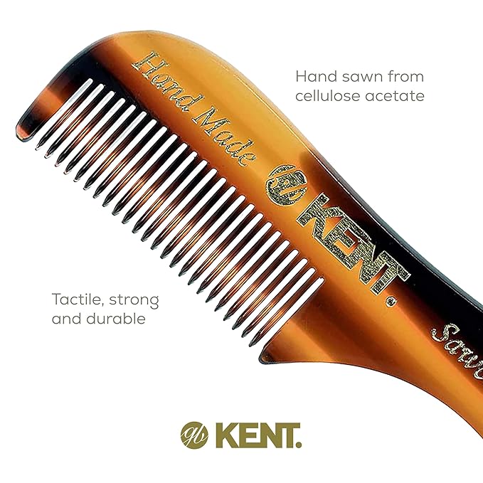 Kent A 81T X-Small Gentleman's Beard and Mustache Pocket Comb Fine Toothed Pocket Size for Facial Hair Grooming and Styling. Saw-cut of Quality Cellulose Acetate Hand Polished. Hand-Made in England