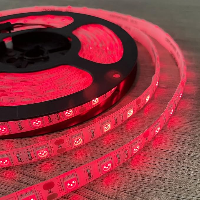 Near Infrared Light 660nm-670nm 12V Flexible IR LED Strip Light 5050-300LEDs for NIR Red Light Therapy Lamps 16.4FT-Non Waterproof