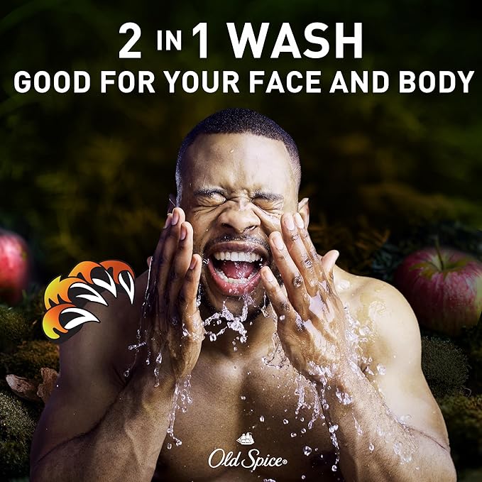 Old Spice Cleansing Body Wash for Men 3X Defense 24/7 Shower Fresh with Lasting Scent 2-in-1 Body &amp Face Wash Bearglove with Crisp Orchard Scent 24 oz (Pack of 4)
