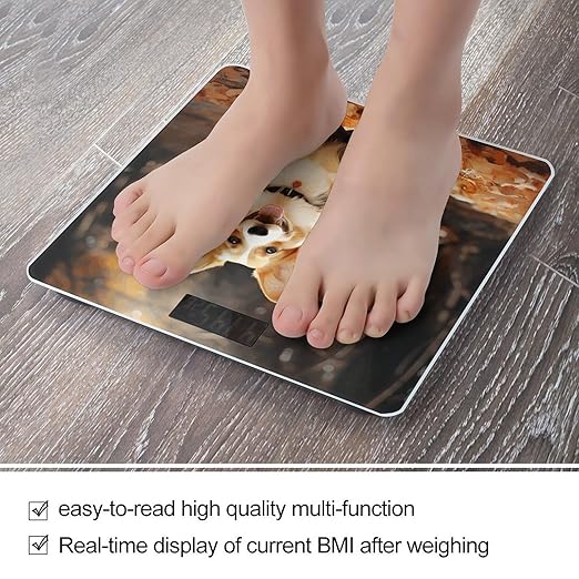 Corgi Dog Bathroom Scale Large LCD Backlight Display Digital Scale Rounded Corners Body Scales Automatic Power On/Off Bathroom Scales for Home Bedrooms