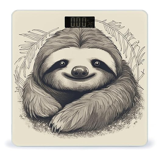 Sloth My Spirit Animal Scale for Body Weight High Precision Digital Weight Scales with LCD Display Anti-Slip Sturdy Slim Tempered Glass Bathroom Scale for Home Use