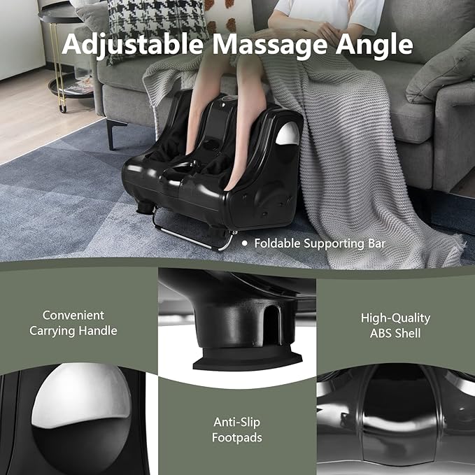 Giantex Foot and Calf Massager with Heat - Shiatsu Foot Massager Machine with Vibration Deep Kneading 3-Level Intensity Modes Electric Foot Massager for Tired Feet Leg Calf Pain Relief (Black)