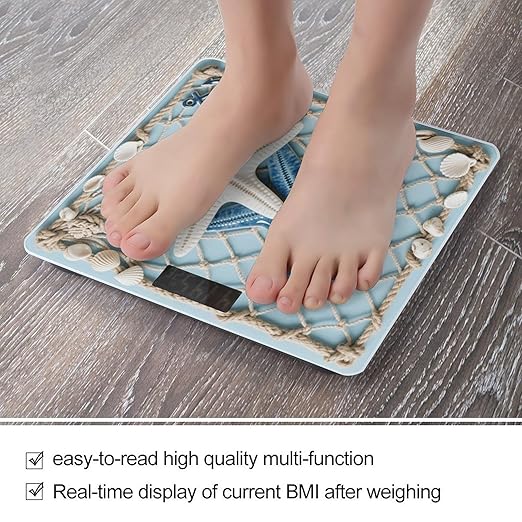 Sea Theme Starfish Bathroom Scale for Body Weight LCD Display Digital Bathroom Scale Tempered Glass Bathroom Weight Scales Fashion Smart Scales for Home Bedroom 400 Lb
