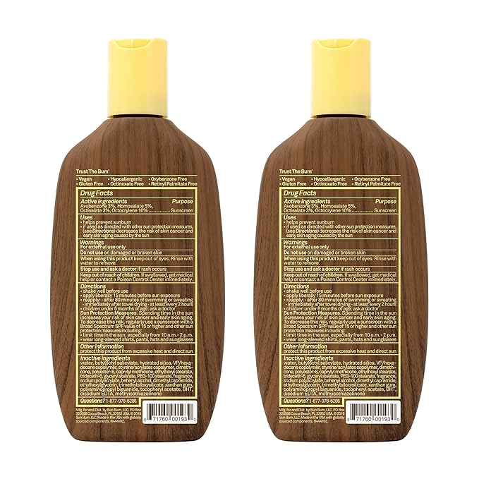 Sun Bum Original Moisturizing Sunscreen Lotion SPF 30 with Sonny Sticker Vegan and Hawaii 104 Act Compliant Octinoxate &amp Oxybenzone Free Broad Spectrum UVA/UVB Vitamin E 2 Pack 8 oz