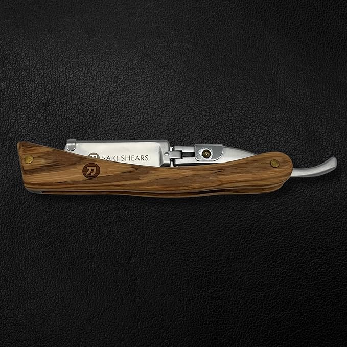 Straight Edge Shaving Razor with Disposable Blades For Classic Men's Shaving (Light Brown)