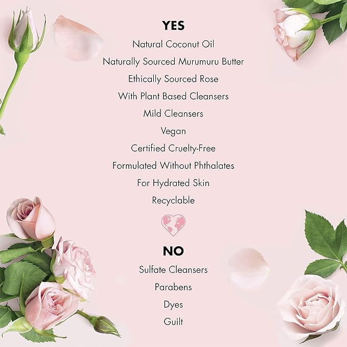 Love Beauty And Planet Bountiful Moisture Body Wash to Clean Hydrate Skin Murumuru Butter Silicone Free Paraben Free Vegan rose 16 Fl Oz