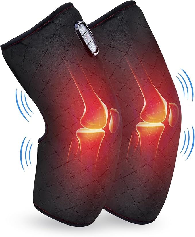 COMFIER Plug-in Heated Knee Massager with Vibration &amp Heat Wrap-Around Knee Heating Pad Pair Knee Warmers for Men Women Seniors FSA Eligible HSAMothers Day Gifts for Mom Dad