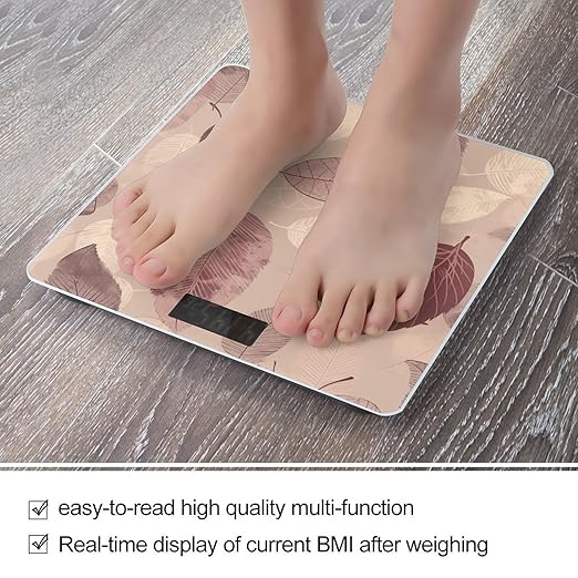 Light Maroon and Gray Scale for Body Weight Anti-Slip Tempered Glass Digital Bathroom Scales Clear LCD Display Weighing Scale Safe Rounded Corners Smart Scales