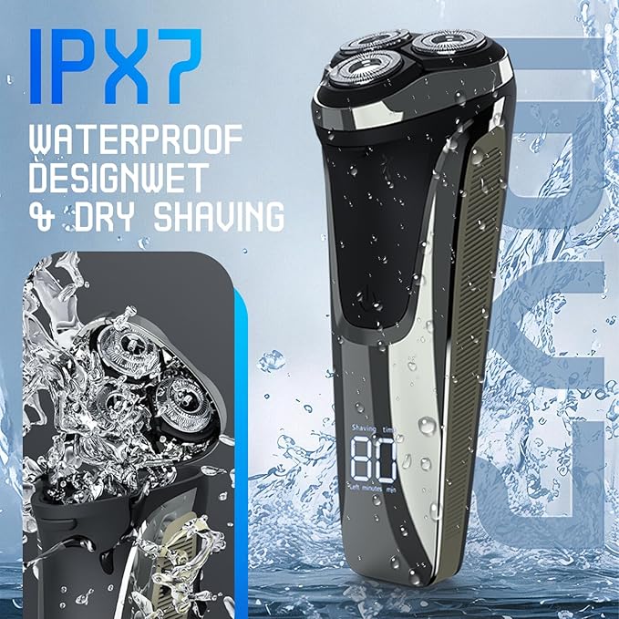 Snapbuy Electric Razor for Men Waterproof Cordless Shaver with 90-Min Runtime4D Floating Precision Blades System Fast Charging Travel-Friendly for Wet &amp Dry Use (Blue)