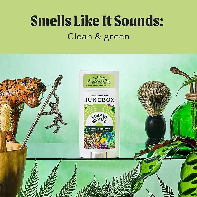 JUKEBOX Natural Deodorant for Women–Born to Be Wild Scent-Aluminum-Free No Baking SodaNo Harsh ChemicalsOdor Blocking Technology Wild Fern Pink Pepper Vetiver-a Dr. Squatch Brand-2.65oz 3 Pack