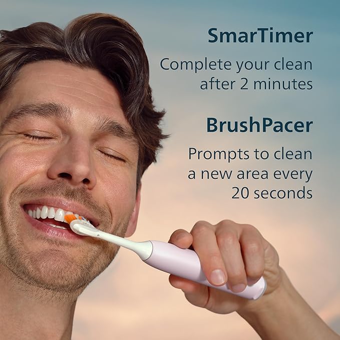 Philips Sonicare 7300 Series Electric Toothbrush - Next-Generation Sonicare Technology Pressure Sensor 12 Brushing Settings SmarTimer 21-Day Runtime Travel Case Light Pink HX7422/04